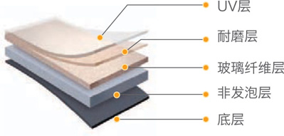 巴利斯 - 抗菌UV层, 透明层(0.1mm), 印刷层, 尺寸稳定层, 非发泡层